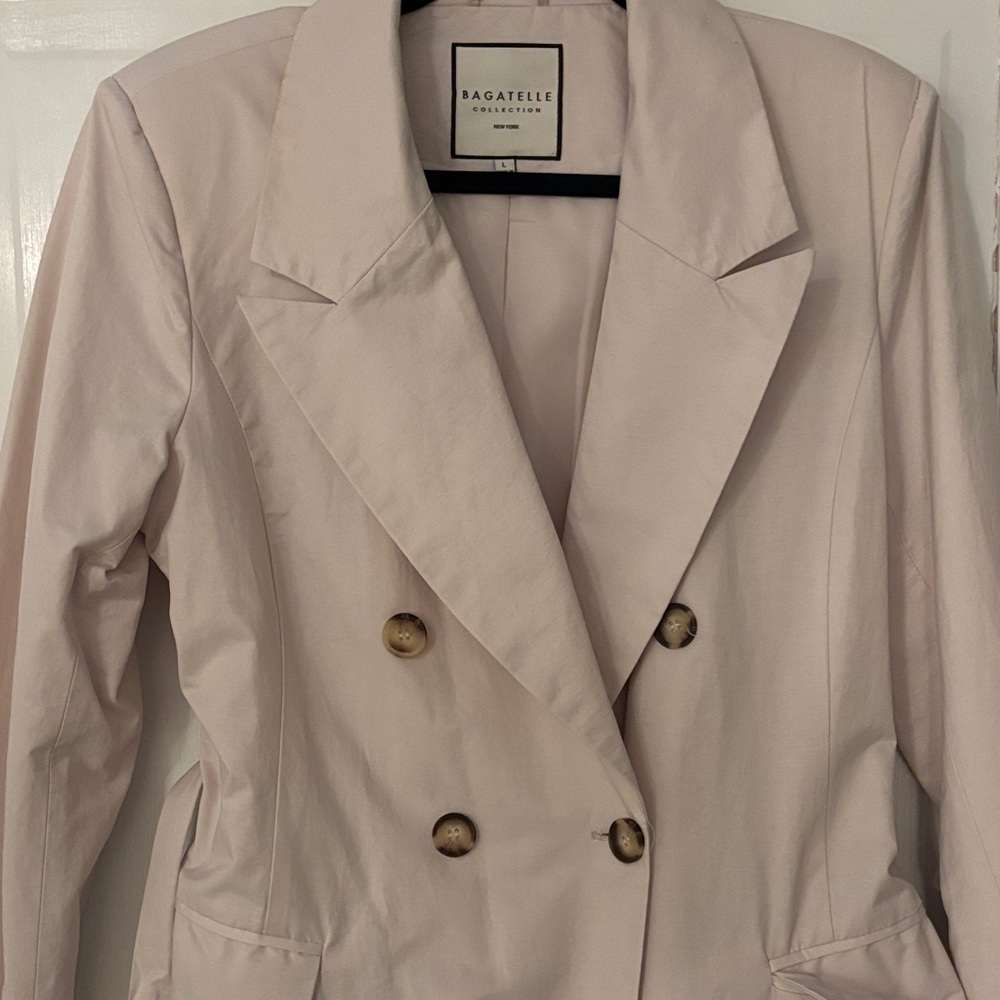 bagatelle Cream Trench Coat with Tie Belt - Picture 3 of 4